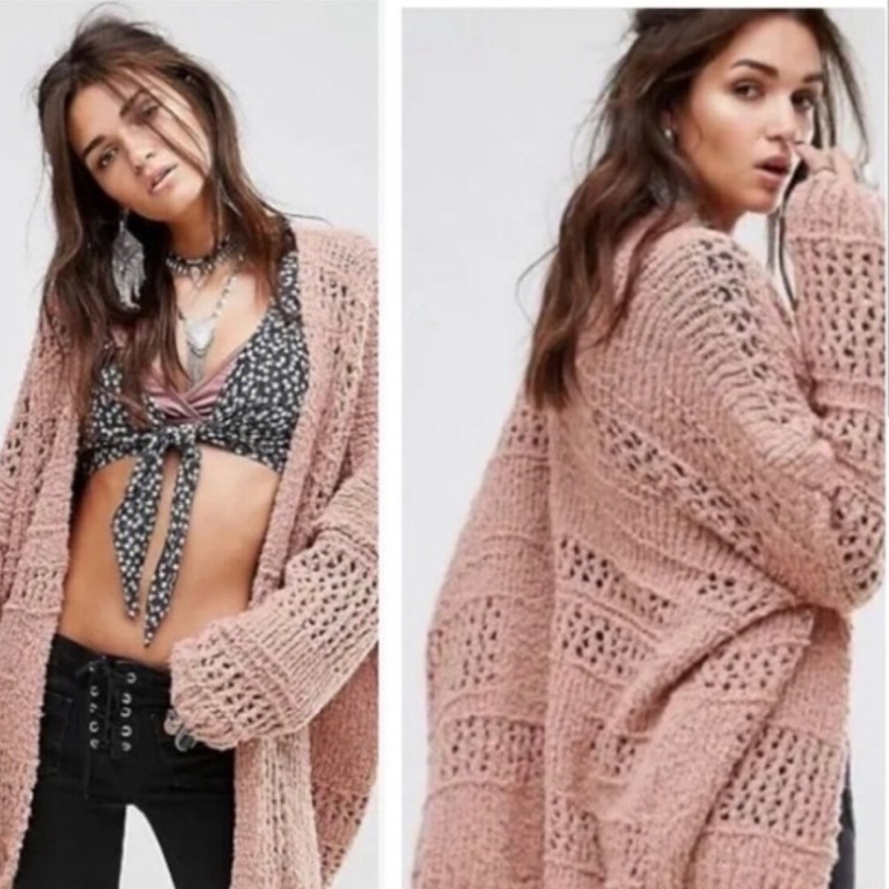 Free People Saturday Morning Chunky Knit Open Cardigan - Picture 2 of 4